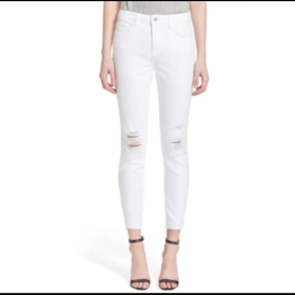 L'Agence BLANC MARGOT DISTRESSED HIGH RISE JEANS
